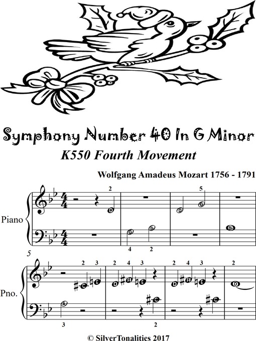 Cover image for Symphony Number 40 in G Minor K550 Fourth Movement Beginner Piano Sheet Music